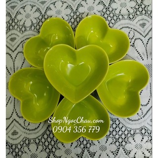 Set bát tim sứ màu xanh lá