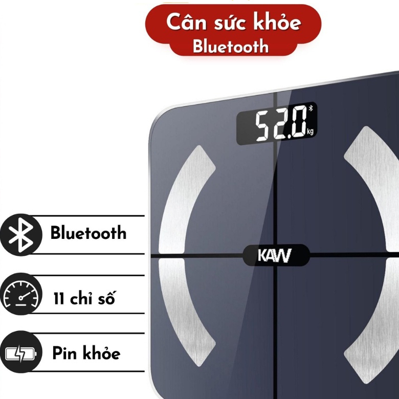 Cân sức khỏe thông minh KAW kết nối Bluetooth phân tích chỉ số cơ thể