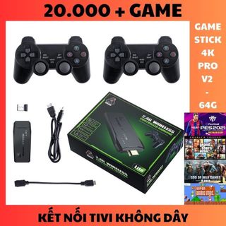 Game Stick 4k V2 Pro 2023, 64GB-15.000 trò + 50 game mới tải thêm, máy chơi game cầm tay không dây