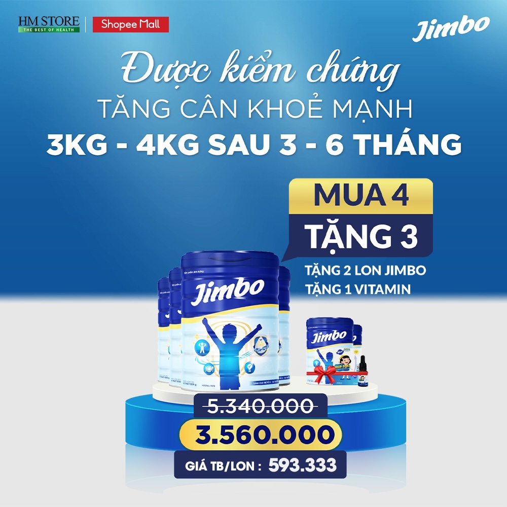 Sữa bột JIMBO tăng cân, tăng sức đề kháng cho trẻ từ 3 đến 18 tuổi