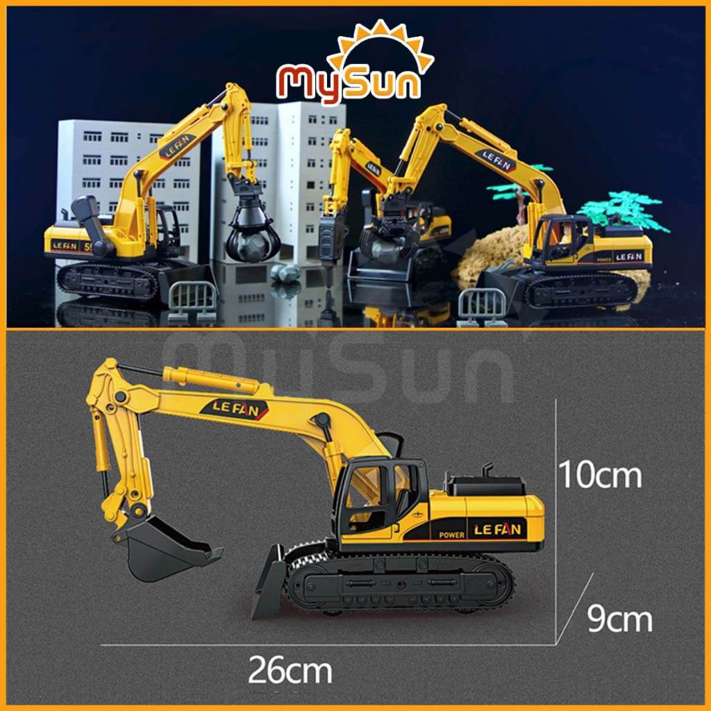 Mô hình xe ô tô công trình máy cần cẩu, máy múc xúc đất đồ chơi trẻ em loại to giá rẻ cho bé