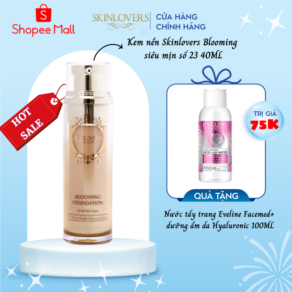 [Tặng nước tẩy trang 100ml] Kem nền Skinlovers Blooming siêu mịn màu tự nhiên số 23 40ML