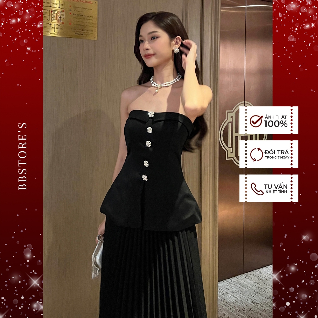 Áo Peplum Cúp Ngực Xẻ Tà Trước Phối Tag Đá Sang Trọng BBSTORE'S -A2607