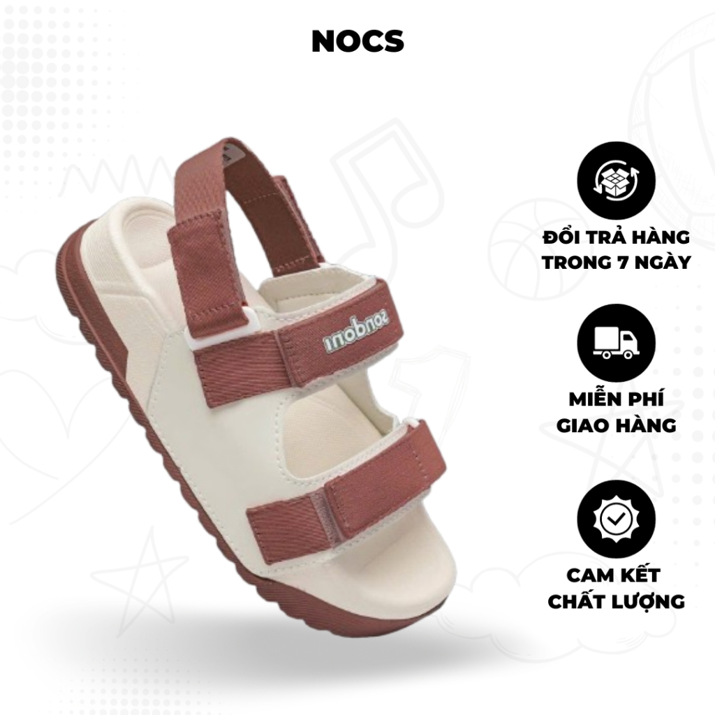 Giày Sandal Nữ S1 2 Quai Ngang Be Phối Nâu Siêu Nhẹ Siêu Bền Siêu Dễ Thương - Tặng kèm vớ