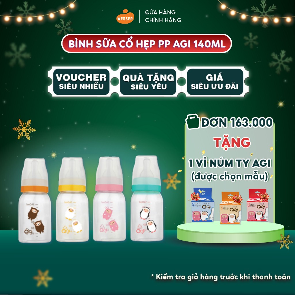 Bình sữa cổ hẹp PP Agi 140ml