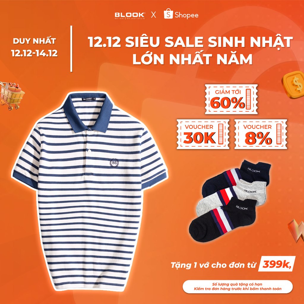 Áo Polo Nam BLOOK Vải Dệt Dày Dặn Thoáng Mát 35646