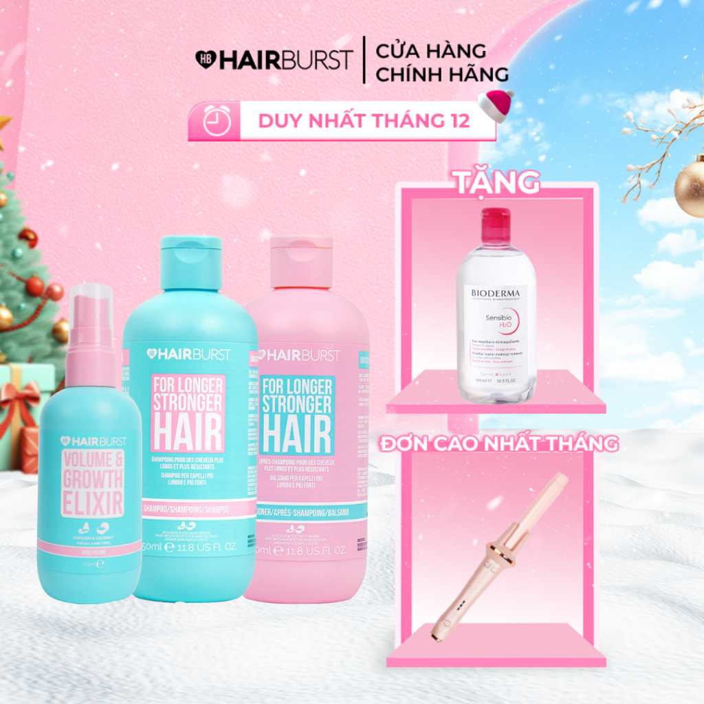 Combo Gội Xả + Xịt Dưỡng Chăm sóc Mọc Tóc Hairburst 350ml/chai + 125ml