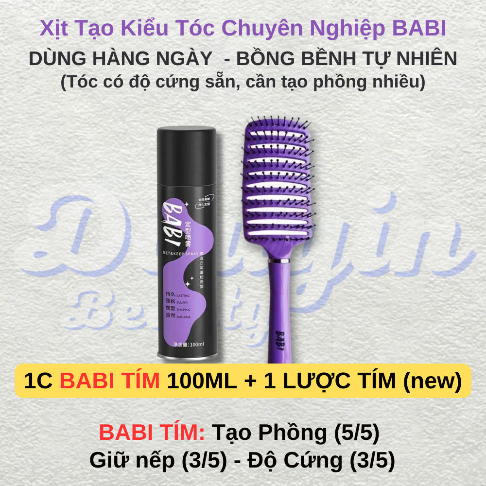 [100ml - 300ml ver2] Xịt phồng tóc BABI tạo kiểu XANH - TÍM giữ nếp tóc Set &amp; Keep Spray TOC01 - Douyin Beauty