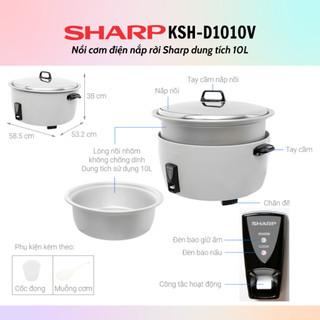 Nồi Cơm Điện Nắp Rời Sharp KSH-D1010V (Dung tích 10L) - Hàng chính hãng