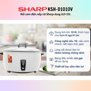 Nồi Cơm Điện Nắp Rời Sharp KSH-D1010V (Dung tích 10L) - Hàng chính hãng