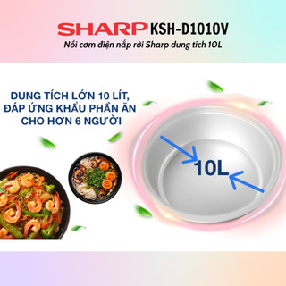 Nồi Cơm Điện Nắp Rời Sharp KSH-D1010V (Dung tích 10L) - Hàng chính hãng