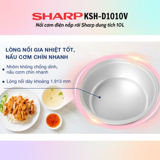 Nồi Cơm Điện Nắp Rời Sharp KSH-D1010V (Dung tích 10L) - Hàng chính hãng