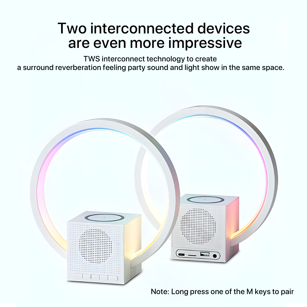 15W không dây sạc Bluetooth âm thanh đầu giường led ánh sáng ban đêm nhỏ FM radio