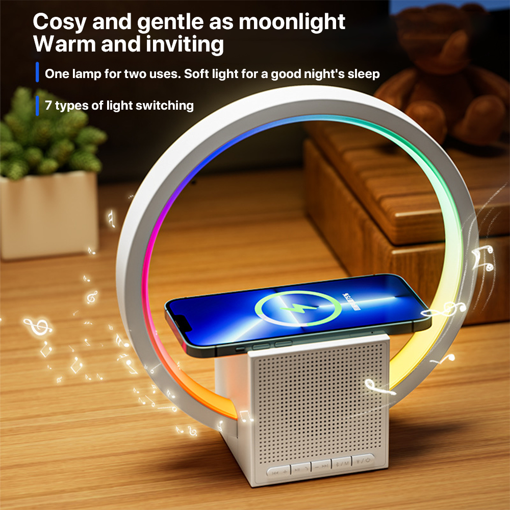 15W không dây sạc Bluetooth âm thanh đầu giường led ánh sáng ban đêm nhỏ FM radio