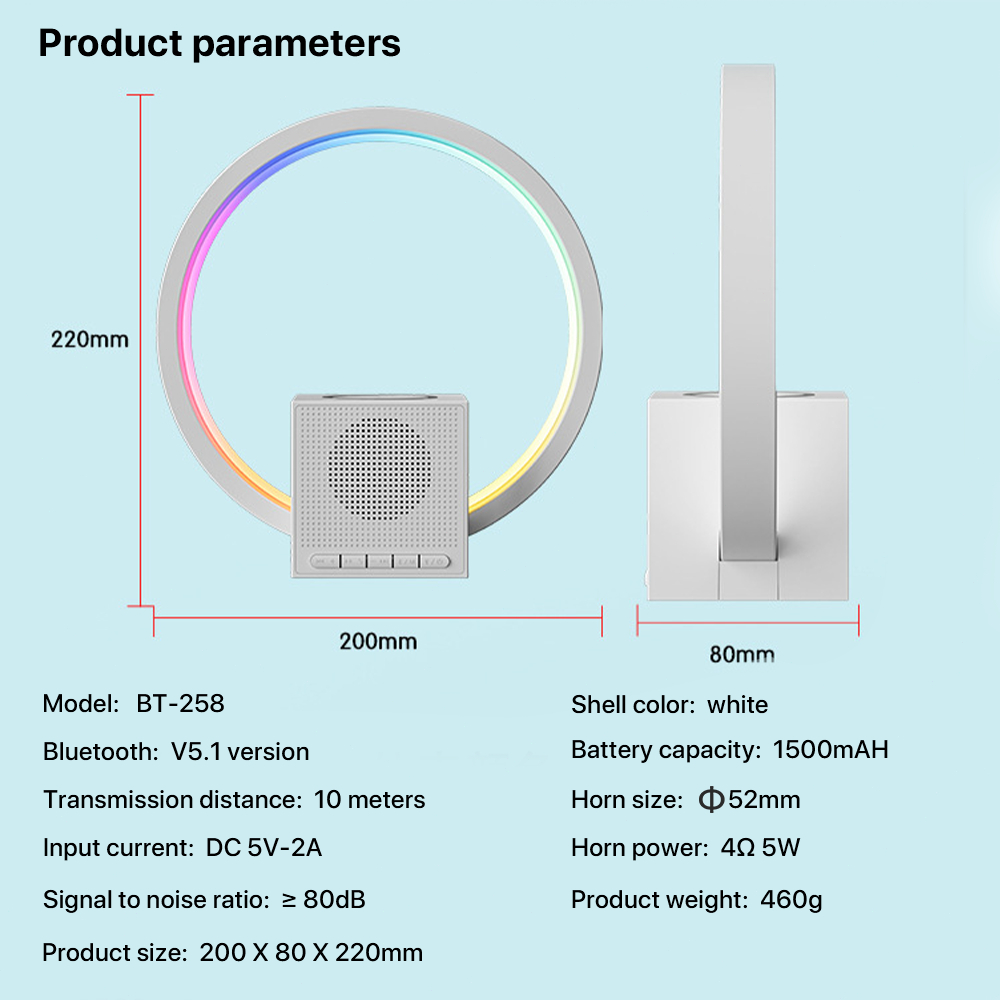 15W không dây sạc Bluetooth âm thanh đầu giường led ánh sáng ban đêm nhỏ FM radio