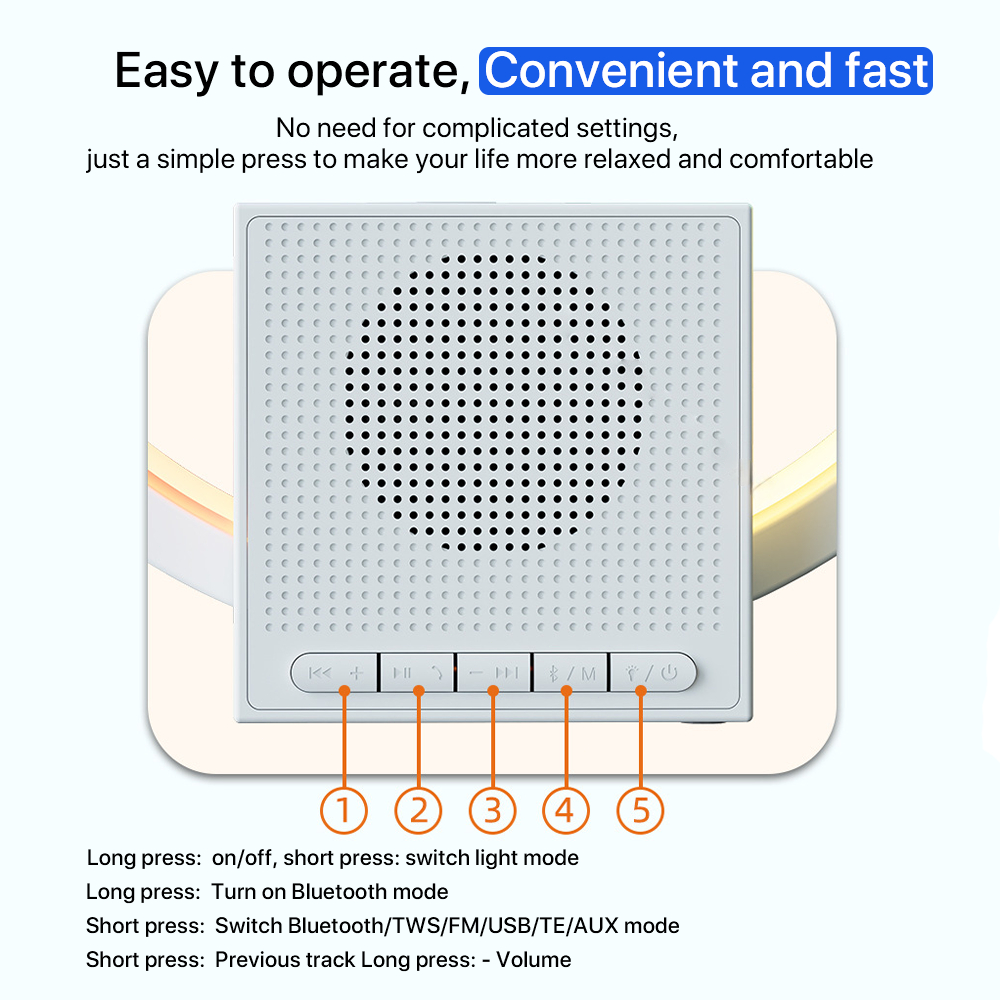 15W không dây sạc Bluetooth âm thanh đầu giường led ánh sáng ban đêm nhỏ FM radio