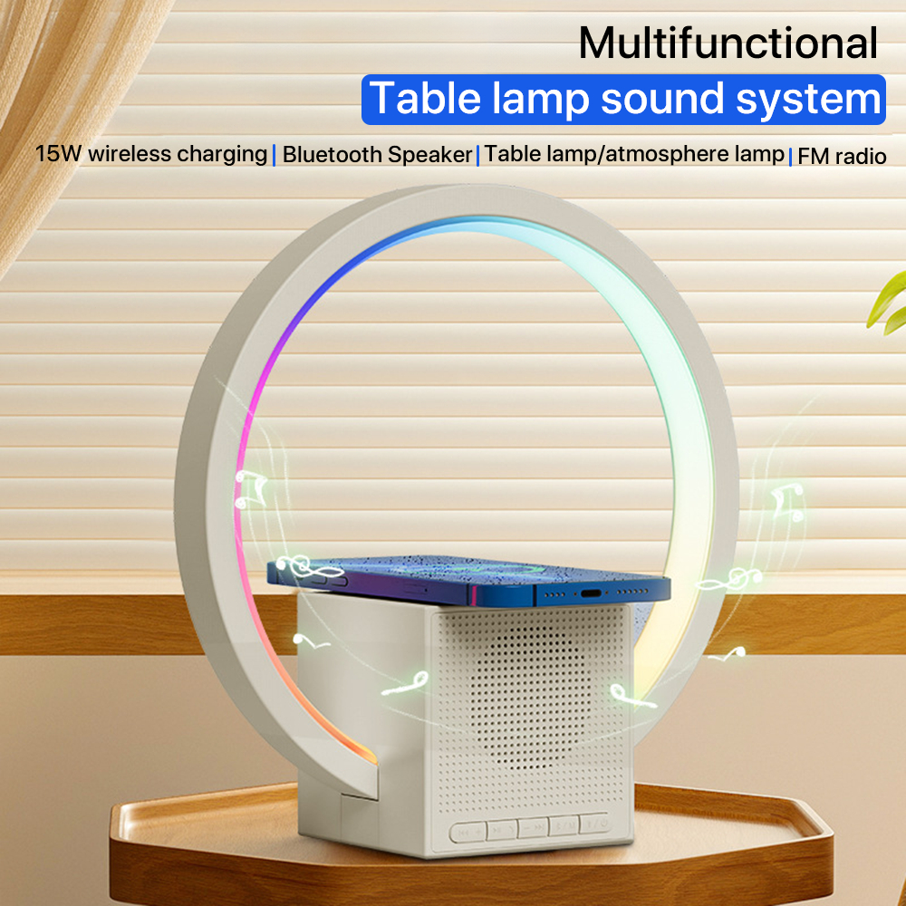 15W không dây sạc Bluetooth âm thanh đầu giường led ánh sáng ban đêm nhỏ FM radio