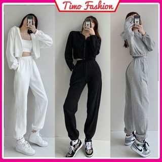 Quần jogger nữ thể thao đẹp, quần bomber Unisex chun bo gấu, chất thun nỉ dày dặn, ống rộng dáng suông Ulzzang, QN008