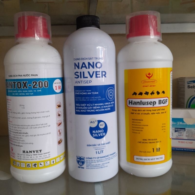 Hanlusep/Nano bạc/Hantox-200 1lít sát trùng chuồng trại...