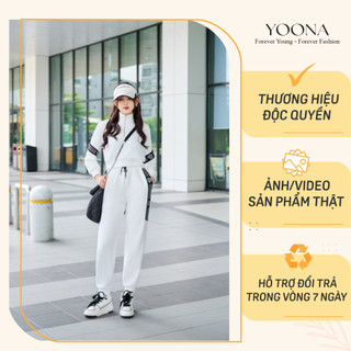 Set bộ thể thao chất liệu xốp dập 3D màu trắng sang chảnh YOONA - YTQ14B148
