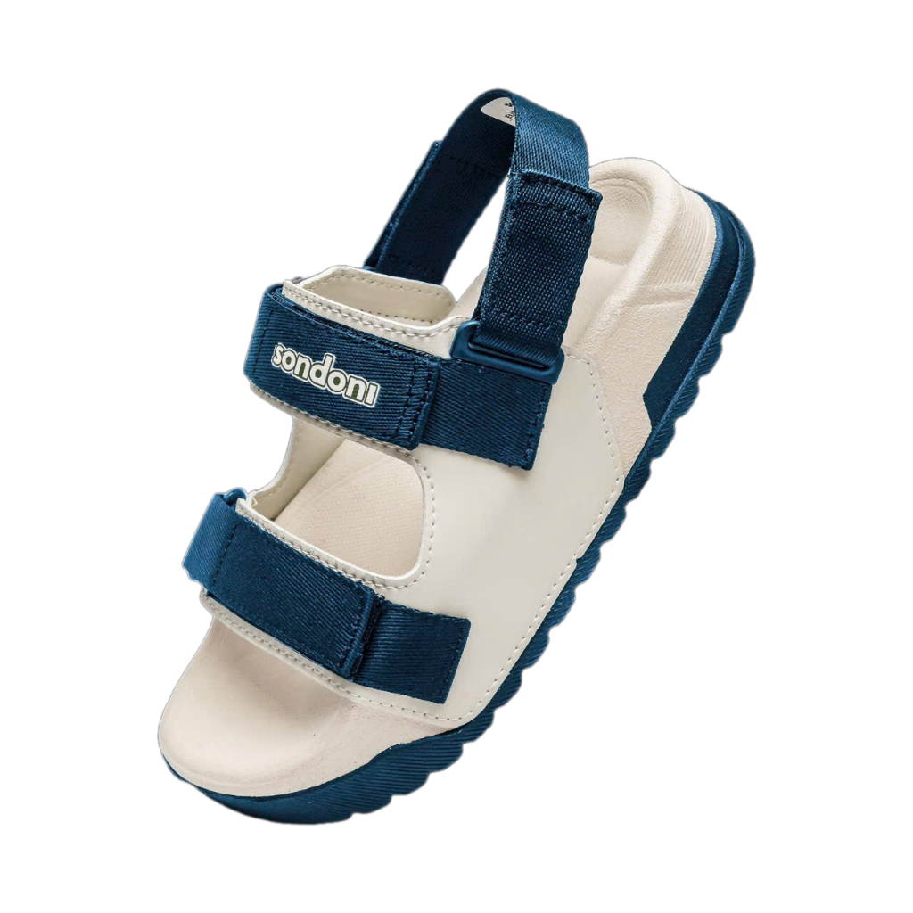 Giày Sandal Nữ S1 2 Quai Ngang Be Phối Xanh Navy Siêu Nhẹ Siêu Bền Siêu Dễ Thương - Tặng kèm vớ