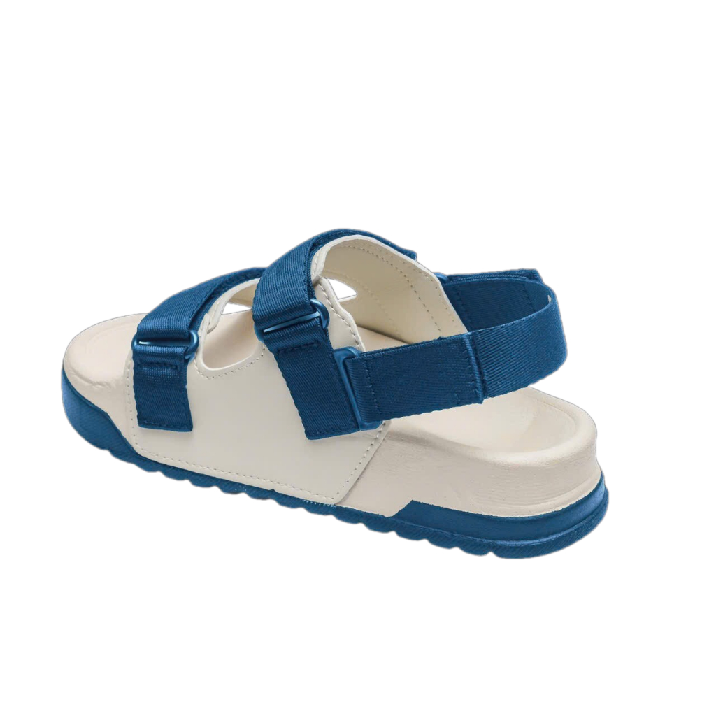 Giày Sandal Nữ S1 2 Quai Ngang Be Phối Xanh Navy Siêu Nhẹ Siêu Bền Siêu Dễ Thương - Tặng kèm vớ