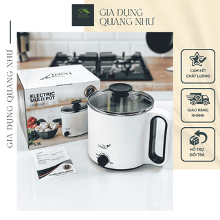 Nồi lẩu điện đa năng dozzi 1.5l lòng inox tay cầm cách nhiệt kèm nắp kính cường lực
