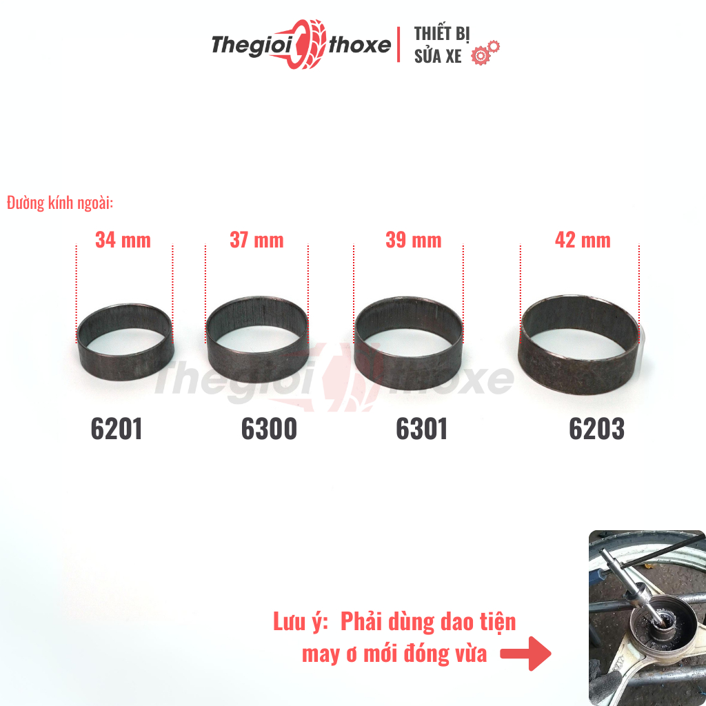 Sơ mi bạc đạn xe máy - Cabi đóng lỏng lưng cho các loại bạc đạn 6201-6301-6300-6203  - Thế Giới Thợ Xe