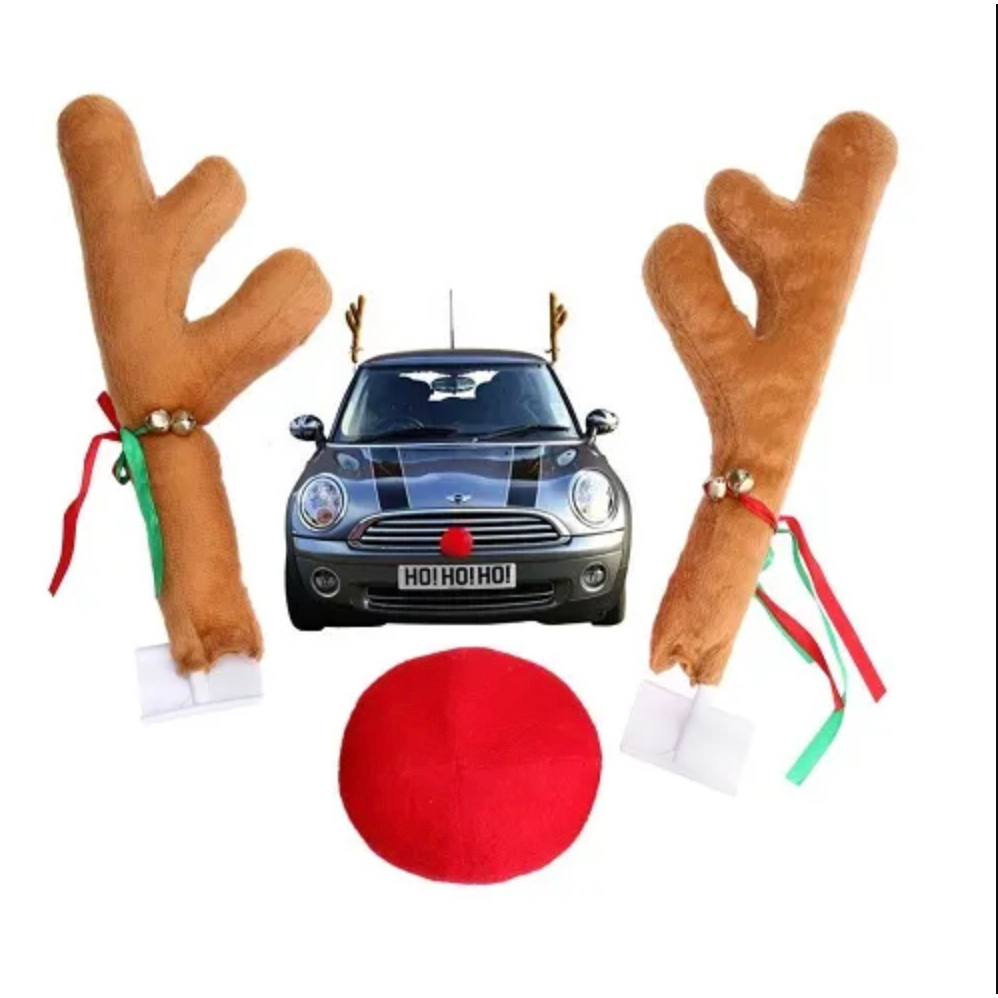 Cặp Sừng Tuần Lộc Và Mũi Đỏ Trang Trí Xe Hơi- Sừng Hươu Trang Trí Xe Hơi & Mũi Tuần Lộc Giáng Sinh