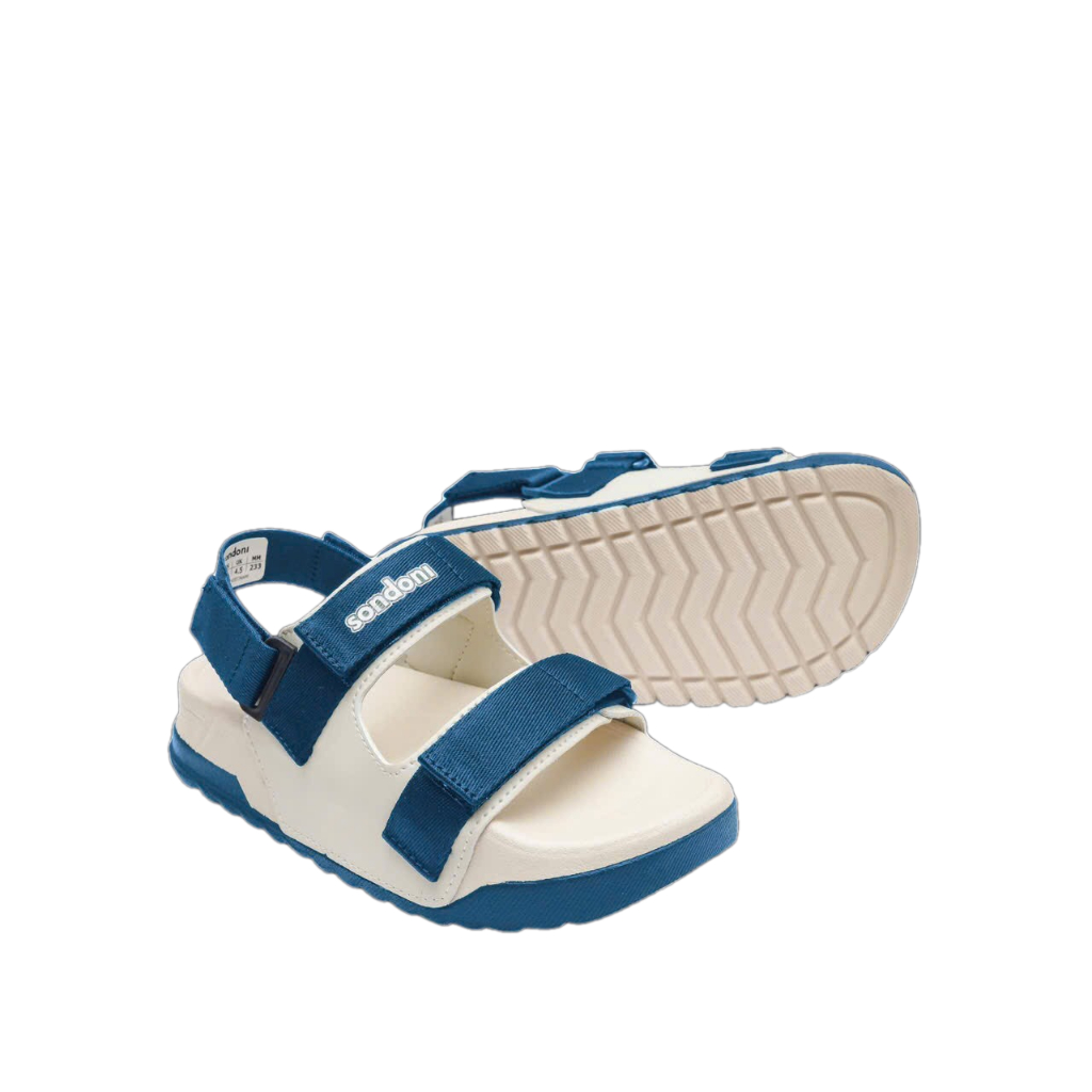 Giày Sandal Nữ S1 2 Quai Ngang Be Phối Xanh Navy Siêu Nhẹ Siêu Bền Siêu Dễ Thương - Tặng kèm vớ