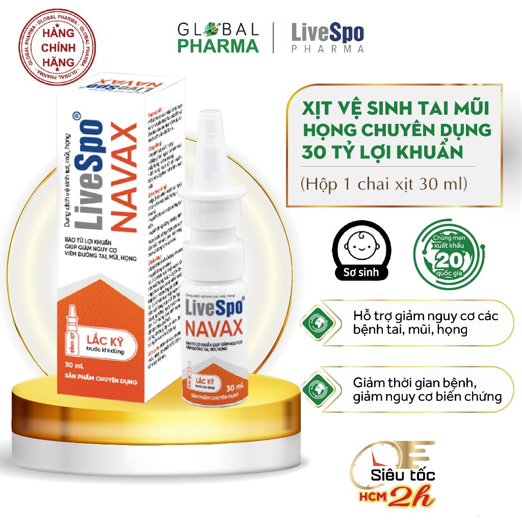 Xịt tai/mũi/họng lợi khuẩn Livespo Navax đỏ - phòng và giảm nghẹt mũi, xoang, sổ mũi (Chai 30ml)