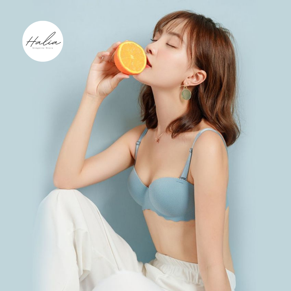 Áo ngực nữ HALIA Áo lót tạo khe chất su mịn không gọng mút bàn tay mã AL21