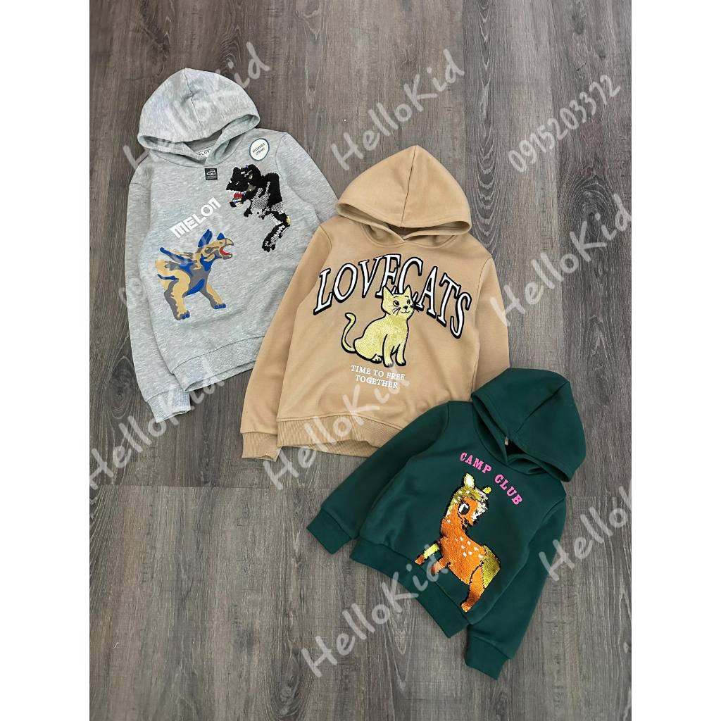 Áo nỉ hoodie sequin hình ngộ nghĩnh cho bé