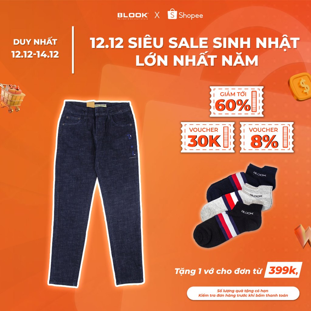 Quần Jeans Dài nam slimfit BLOOK SS22 mã 30272