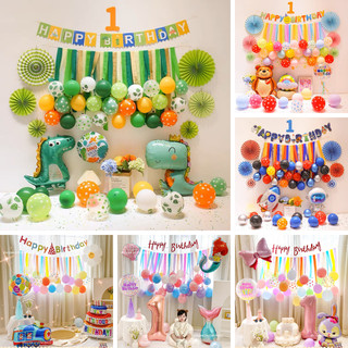 Set trang trí sinh nhật màu sắc vui nhộn, trang trí tiệc sinh nhật đẹp, dễ thương, đầy đủ phụ kiện (tặng bơm+băng keo)