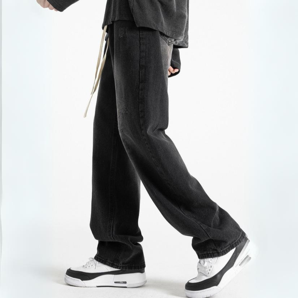 Quần jean nam CẠP CHUN ỐNG RỘNG XESINU, Dáng Suông Dây Rút Phong Cách Hàn Quốc JC