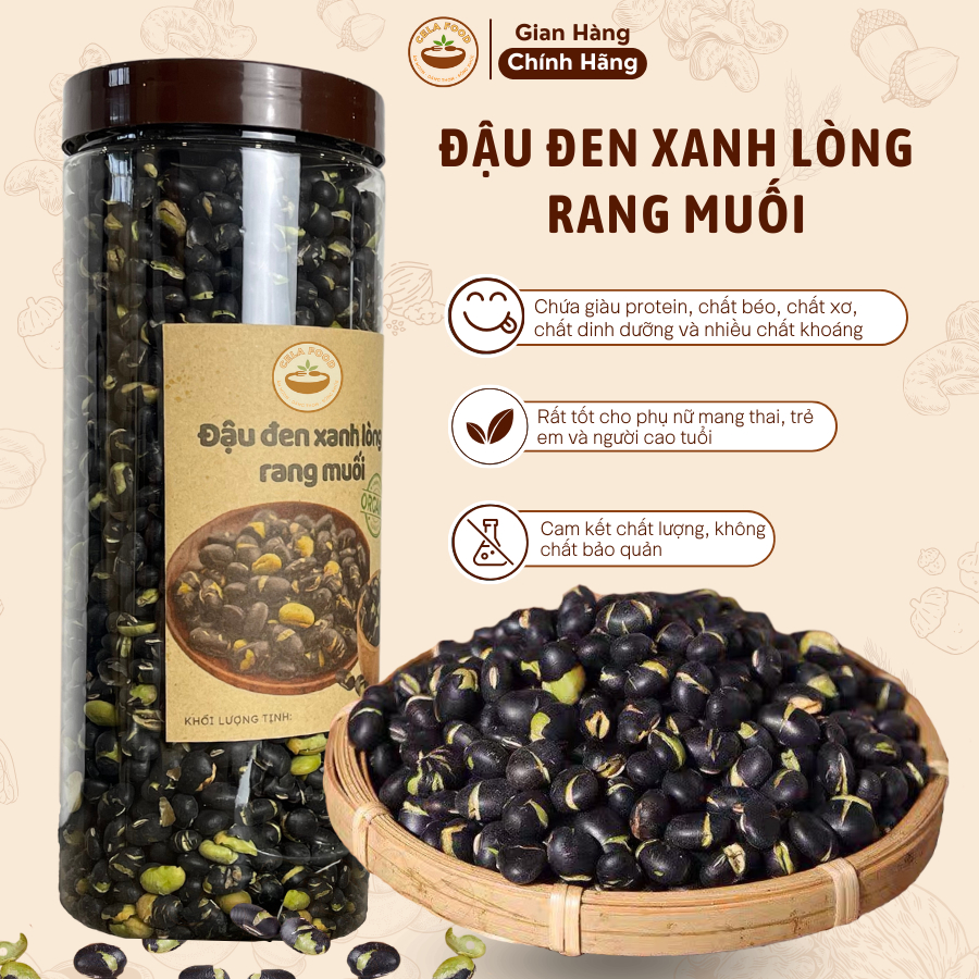 Hạt Đậu Đen Rang Muối Organic Ăn Liền Hộp 250G Dinh Dưỡng Tốt Cho Sức khỏe, Đậu Đen Xanh Lòng Rang Muối