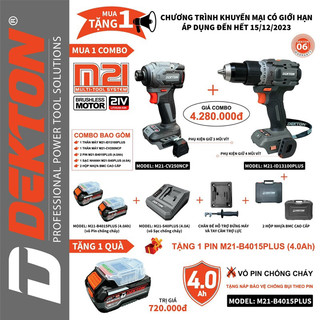 Combo chuyên vít 250nm + máy khoan 3 chức năng 100nm dekton hàng chính hãng bảo hành 6 tháng