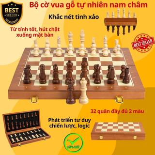 Cờ vua gỗ nam châm cao cấp cỡ vừa 29x29cm - Bộ cờ vua nam châm bằng gỗ thông tự nhiên