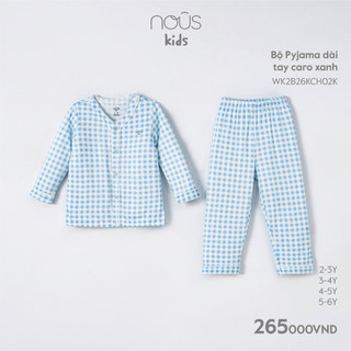 Bộ quần áo dài tay Nous kẻ caro 2 màu sắc mặc ở nhà cho bé từ 2-5 tuổi