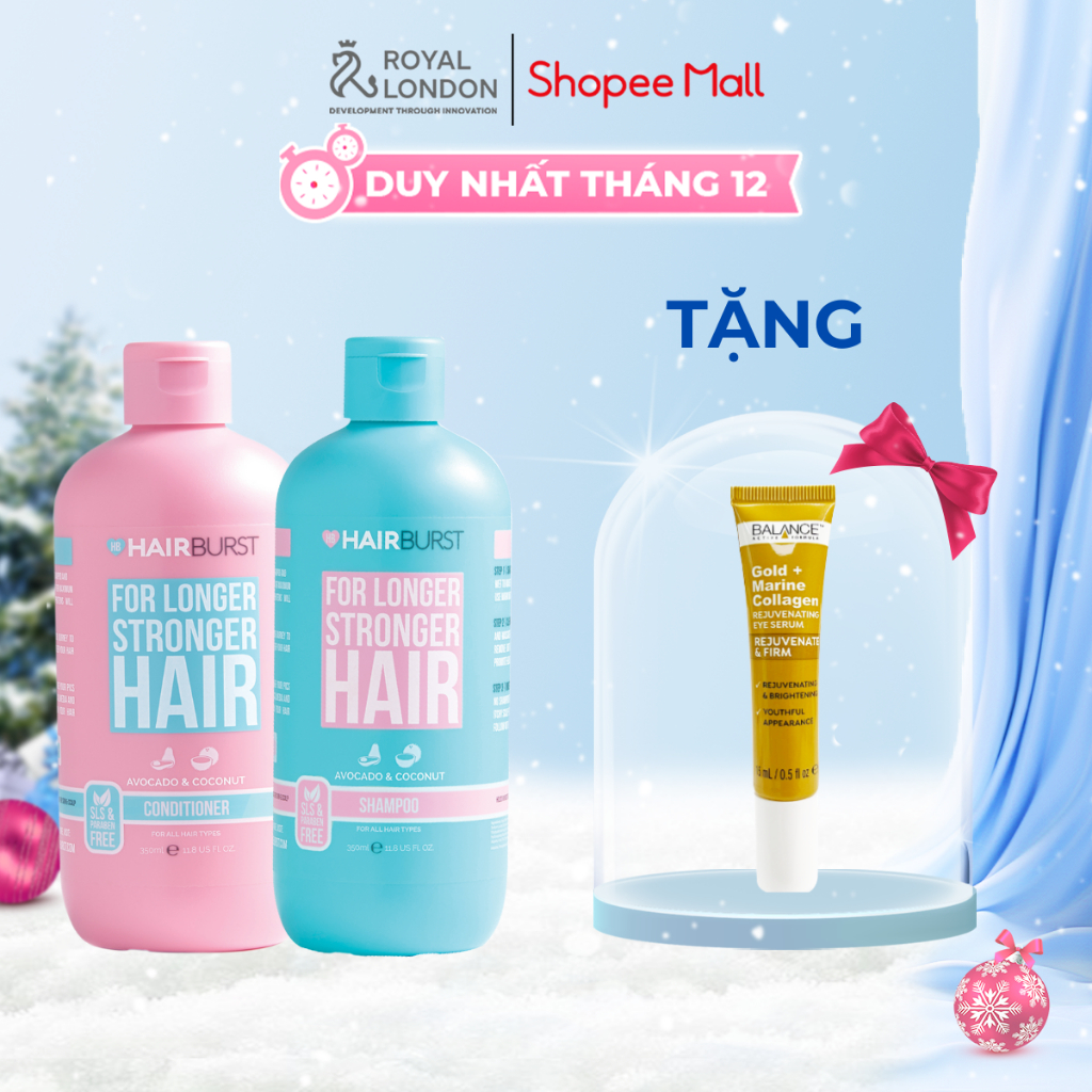 Set gội xả HAIRBURST kích thích tóc mọc dài hơn chắc khỏe hơn 350ml/chai