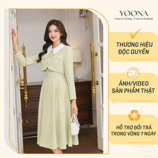 Bộ công sở gồm áo khoác croptop phối váy xòe dáng dài YOONA - YD27X166