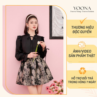 Áo dài tay điệu dáng cổ và tay chun thắt nơ YOONA - YT4S507