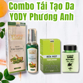 Combo Serum thảo dược Tái tạo da + Bột rửa mặt thảo dược Yody White Phương Anh sạch mụn nám tàn nhang