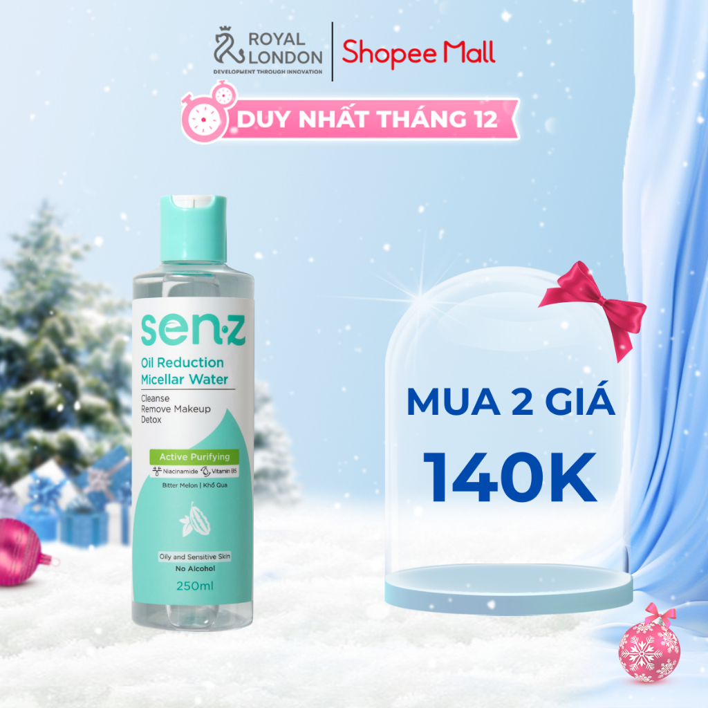 Nước Tẩy Trang Micellar Water Khổ Qua Dành Cho Da Dầu Mụn SENZ Oil Reduction 250ML