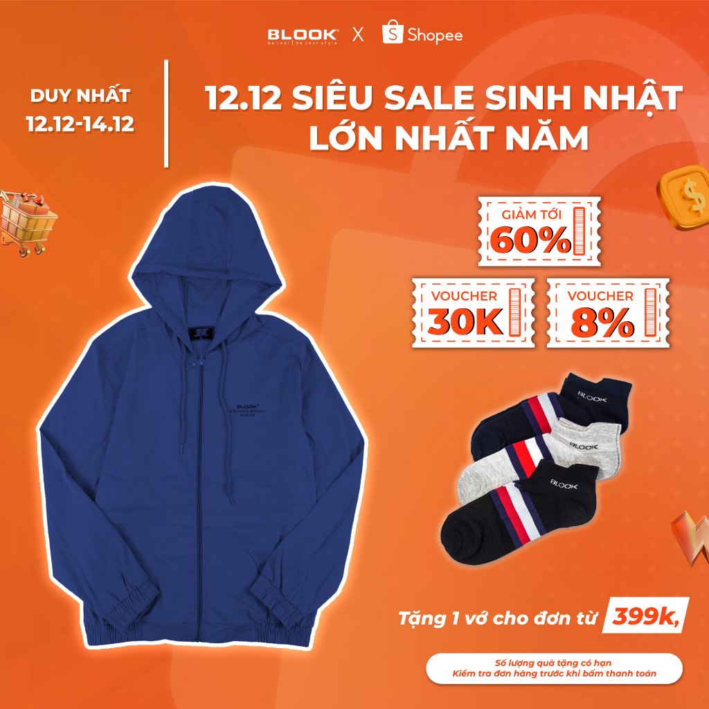 Áo khoác vải dù 2 mặt thời trang BLOOK Chất dù chống nắng,nước, mặc 2 mặt cực tiện lợi mã 35576