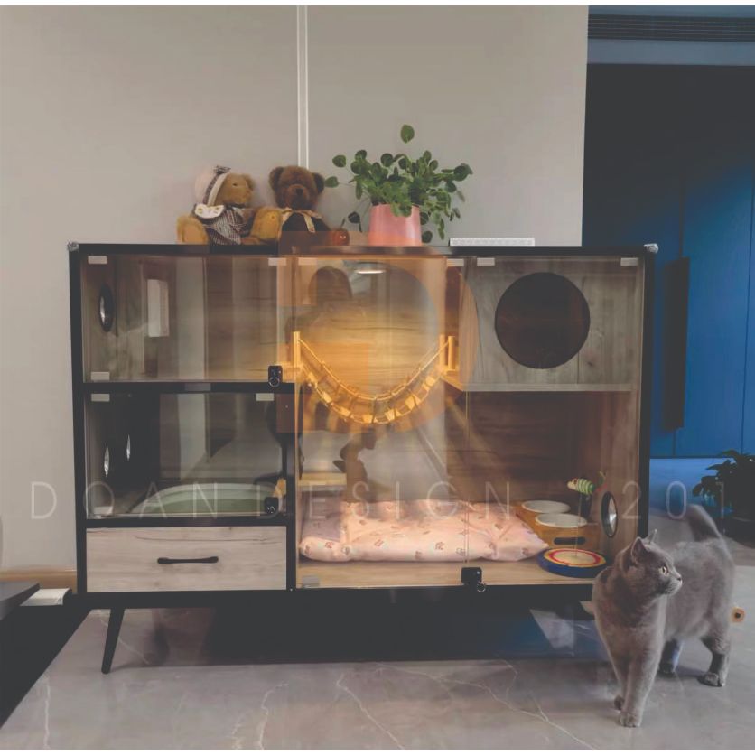 NHÀ GỖ CHO MÈO - CHUỒNG MÈO VILLA MS026 THƯƠNG HIỆU DOAN_DESIGN201