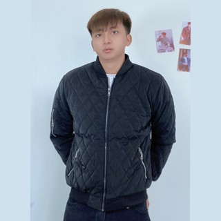 Áo Phao Bomber Chần Trám Nam Nữ Phối Khóa Tay, Áo Phao Mũ Lông Cặp Đôi Da Bóng Hems