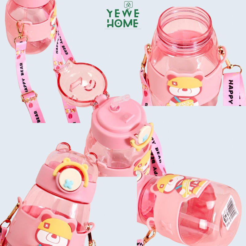 Bình nước nhựa hình Gấu Tippo Home dễ thương cho trẻ em dung tích 600ml - YEWE HOME