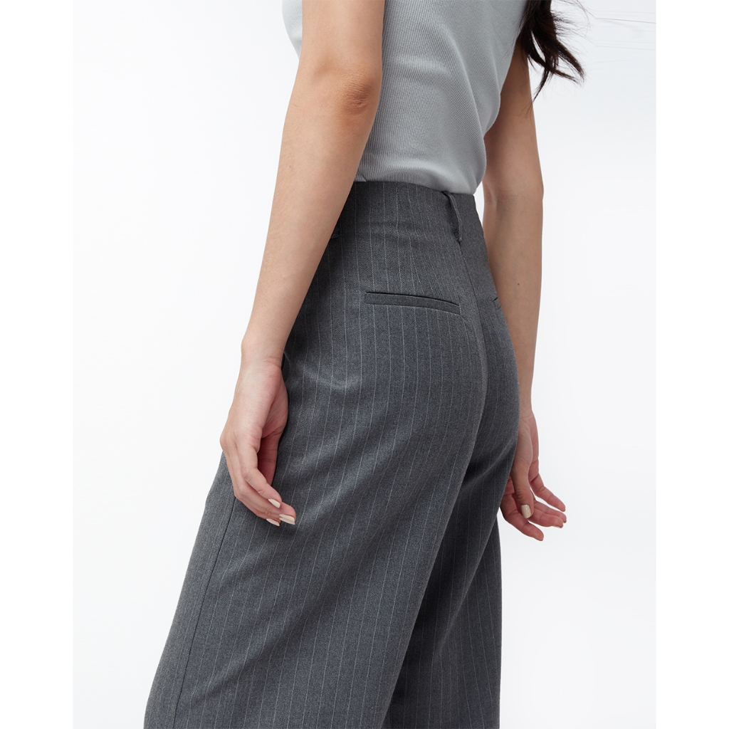 TheBlueTshirt - Quần tây ống rộng nữ - Tailor Wide Leg Trousers - Grey Pinstripe